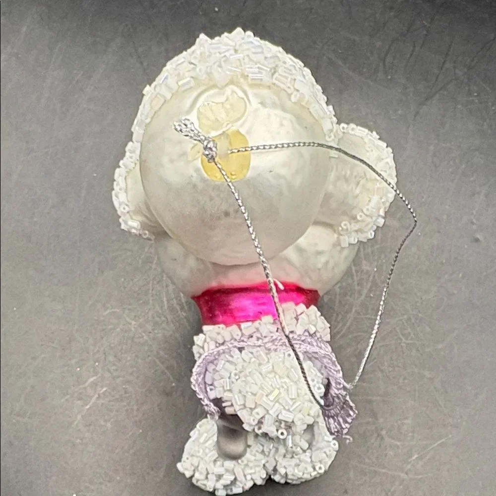 Elegant White Poodle Holiday Ornament